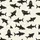 Ocean Enthusiasts' Playful Black Cartoon Shark Cream All-Over Print Red Gums Green Eyes Satin Pajamas Set - 2