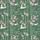 Women's Muted Forest Green Blush Cherry Plum Blossom Bamboo Crane Swallow Pattern Satin Pajamas Set - 2