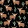 Women's Whimsical Folk Art Highland Cow Cactus Desert Night Black Sage Pattern Satin Pajamas Set - 2