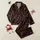 Trendy Teens' Black & Bright Red Illustrative Cherry Pattern, Teal Stems & Leaves, Wavy Lines & Polka Dots Satin Pajamas Set - 1