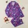 Women's Deep Royal Purple Western Desert Hand-Drawn Hot Pink Cowboy Boot Hat Pattern Satin Pajamas Set - 1
