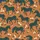 Women's Stylized Burnt Orange Teal Zebra Cream Blossom Hand-Drawn Illustrative Pattern Satin Pajamas Set - 2