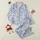Women's Deep Blue Off-White Toile de Jouy Baroque Floral Acanthus Leaf Pattern Satin Pajamas Set - 1