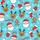 Women's Cyan-Blue Cheerful Cartoony Christmas Print Santa Reindeer Gingerbread Snowflakes Merry Joy Satin Pajamas Set - 2
