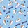 Dog Lovers' Playful Cartoon Puppy & Bone Scattered Sky Blue Indigo Design Satin Pajamas Set - 2