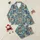 Women's Intricate Bohemian Teal Turquoise Floral Paisley Geometric Tapestry Satin Pajamas Set - 1