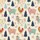 Women's Whimsical Farm Critter Festive Pattern with Soft Pink, Blue, Mustard Animals & Rustic Holiday Trees Satin Pajamas Set - 2