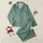 Women's Minimalist Muted Seafoam Green Off-White Dots Four-Point Star Pattern Satin Pajamas Set - 1