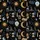 Women's Dark Whimsical Mystical Collage with Golden Suns, Crescent Moons & Bones Satin Pajamas Set - 2
