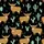 Women's Whimsical Golden Highland Cow Muted Mint Cactus Black Star Moon Print Satin Pajamas Set - 2