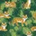 Women's Whimsical Golden Tiger & Emerald Green Tropical Jungle Leaf Polka Dot Pattern Satin Pajamas Set - 2