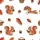 Women's Whimsical Russet Brown Cartoon Squirrel Autumn Leaves White Pattern Satin Pajamas Set - 2
