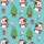 Women's Whimsical Aqua Blue Baby Cow Santa Hat & Christmas Tree Lollipop Pattern Satin Pajamas Set - 2