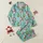 Women's Whimsical Aqua Blue Baby Cow Santa Hat & Christmas Tree Lollipop Pattern Satin Pajamas Set - 1