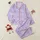 Women's Blush Pink Lavender Sky Blue Grey Pastel Plaid Royal Purple Accents Satin Pajamas Set - 1