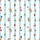 Women's Whimsical Light Blue Wavy Stripe Bear Strawberry Pine Tree Flat Art Pattern on White Satin Pajamas Set - 2