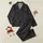 Women's Dark Charcoal Black Fluid Organic Geometric Interlocking Abstract Pattern Satin Pajamas Set - 1