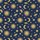 Women's Deep Indigo Golden Yellow Folk Art Whimsical Celestial Sun Moon Star Pattern Satin Pajamas Set - 2