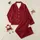 Women's Crimson Red Tonal Abstract Hearts & Organic Quatrefoil Seamless Pattern Satin Pajamas Set - 1
