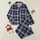 Women's Dark Navy Off-White Minimalist Classic Plaid Interlocking Geometric Flat Art Pattern Satin Pajamas Set - 1