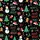 Women's Black Festive Snowman Gingerbread Holly Star Pattern with Bright Red Green Teal Text Satin Pajamas Set - 2