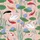 Women's Blush Pink, Green & Blue Koi Fish, Swan, Water Lily & Dragonfly Aquatic Garden Illustrative Pattern Satin Pajamas Set - 2
