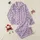 Comfort Seekers' Subtly Hand-Drawn Dark Plum Heart Scatter Pattern on Pale Lavender Satin Pajamas Set - 1