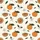 Women's Cream Minimalist Illustrative Tangerine Orange Green Citrus Blossom Pattern Satin Pajamas Set - 2