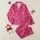 Women's Playful Hot Pink Tone-on-Tone Leopard Spot and Black Outline Heart Graphic Satin Pajamas Set - 1