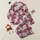 Women's Rosy-Pink Botanical Lily Floral Linear Outline Pattern with Magenta, Plum & Teal Green Satin Pajamas Set - 1