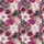 Women's Rosy-Pink Botanical Lily Floral Linear Outline Pattern with Magenta, Plum & Teal Green Satin Pajamas Set - 2