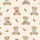 Ladies' Muted Cream & Brown Hand-Drawn Teddy Bear Pattern with Red Bow Accents Satin Pajamas Set - 2