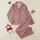 Women's Muted Dusty Rose Off-White Hand-Drawn Botanical Floral Leaf Sprigs Delicate Organic Flat Illustration Satin Pajamas Set - 1