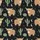 Women's Whimsical Deep Charcoal Night, Highland Cows & Sage Cacti Pattern with Cream Accents Satin Pajamas Set - 2