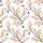 Women's Hand-Drawn White Peach Orange Cherry Blossom & Charcoal Crane Oriental Nature Design Satin Pajamas Set - 2