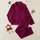 Women's Elegant Deep Magenta Black Floral Rose Design Satin Pajamas Set - 1
