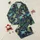 Women's Whimsical Navy Blue Dinosaurs Christmas Teal Green Red Holly Palm Tree Pattern Satin Pajamas Set - 1