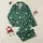 Women's Deep Emerald Green Off-White Beige Taupe Illustrative Botanical Floral Pattern Satin Pajamas Set - 1