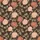 Women's Luxurious Chocolate Brown Botanical Rose Peach Blush Olive Green Foliage Cream Line Art Satin Pajamas Set - 2
