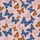 Pastel Pink Butterfly Lovers: Dynamic Orange & Royal Blue Flutter Pattern Fashion Piece Satin Pajamas Set - 2