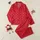 Women's Bright Cherry Red Ruby Red Seamless Scattered Stylized Heart Pattern Satin Pajamas Set - 1