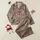Women's Seamless Beige Black Leopard Spot Red Cherry Cluster Pink Ribbon Illustrative Pattern Satin Pajamas Set - 1