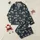 Women's Illustrative Hand-Drawn Sepia Rose Ivory Lily Petrol Blue Botanical Satin Pajamas Set - 1