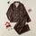Women's Whimsical Ruby Red Cherry & Lemon Starburst Flat Graphic Black Pattern Satin Pajamas Set - 1