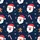 Women's Navy Blue Flat Graphic Whimsical Santa Gingerbread Candy Cane Snowflake Pattern Satin Pajamas Set - 2