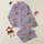 Women's Whimsical Bright Orange Citrus Blossom Motif on Soft Lavender Satin Pajamas Set - 1