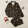 Vintage Christmas: Hand-Drawn Festive Trees & Baubles Pattern, Black & Gold Holiday Motif Satin Pajamas Set - 1