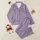 Women's Soft Muted Lavender Abstract Geometric Textured Stripe Pattern Satin Pajamas Set - 1
