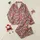 Women's Illustrative Sandy Beige Black Leopard Print with Hot Pink & White Ribbon Bows Satin Pajamas Set - 1