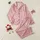 Women's Soft Pink Scattered Maroon Delicate Bow Heart Floral Pattern Satin Pajamas Set - 1